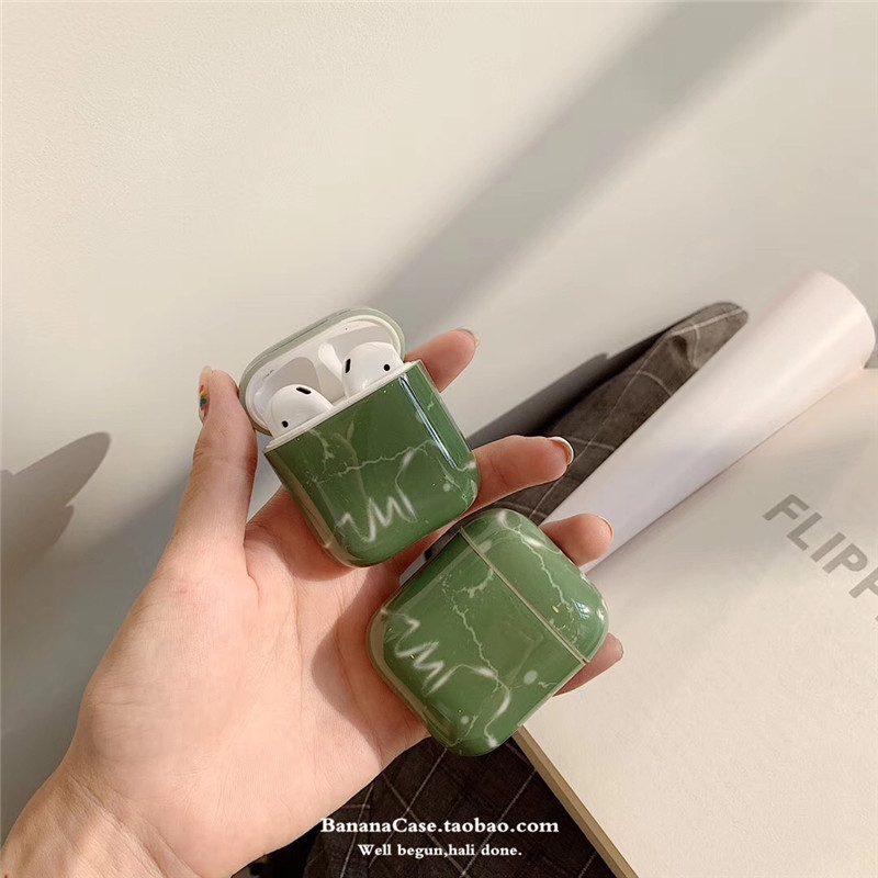 for AirPods Marble Case Protective Cover Compatible with Apple AirPods 2 and 1
