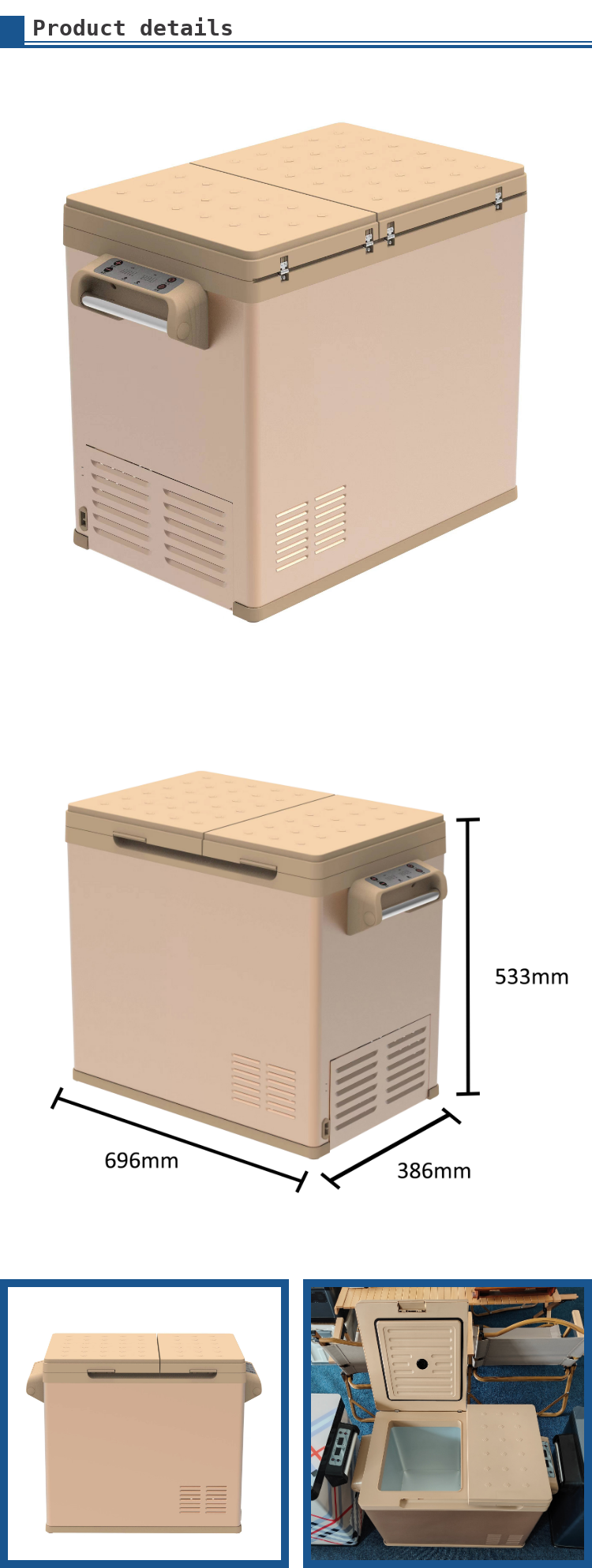 Dual Zone Car Fridge Freezer Portable Cooler Box Mini Freezer Capacity