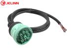 Green J1939 9pin to Open End Pigtail Cable