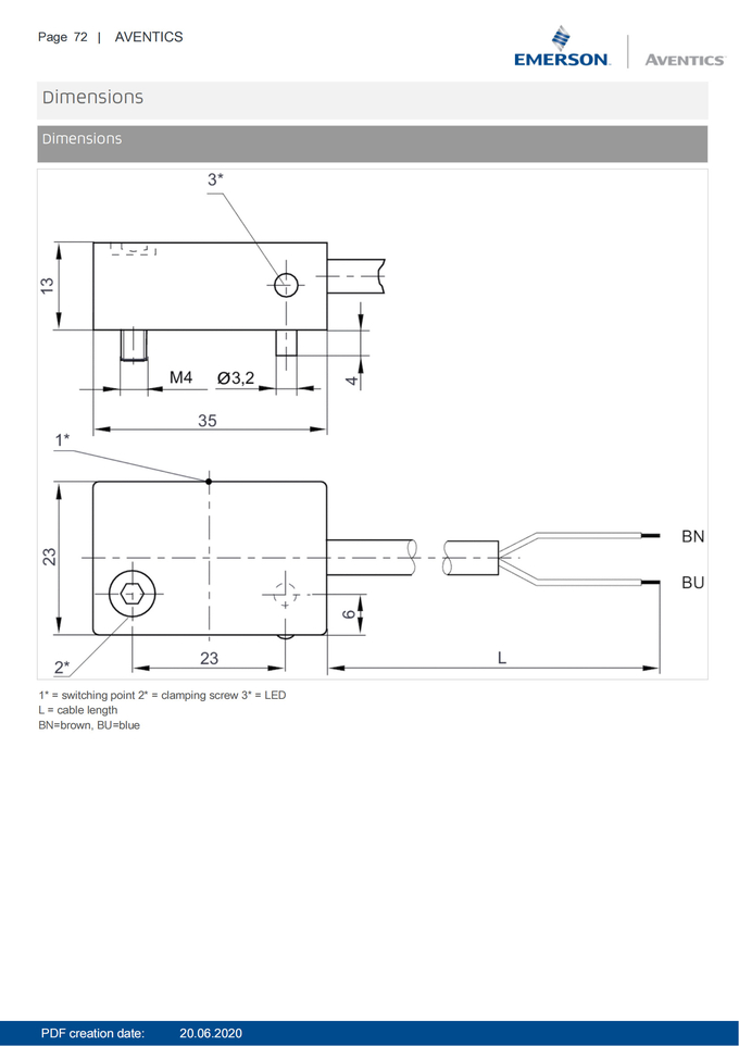 Heat Resistant AVENTICS Sensor With Cable Series SN6 8940412022