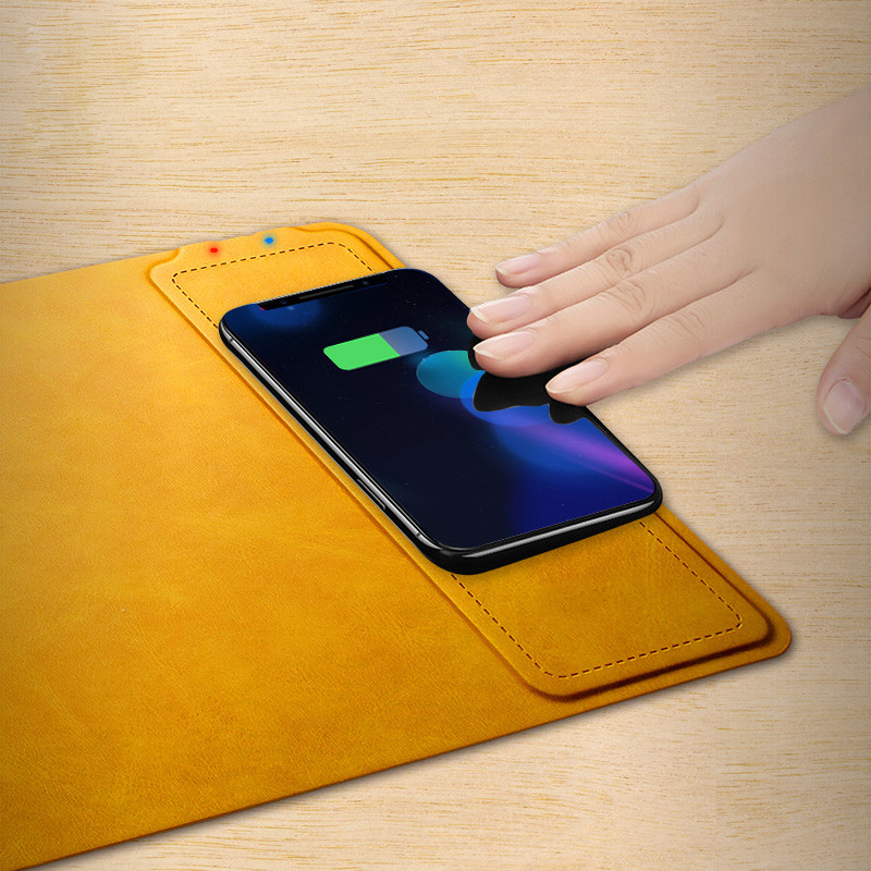 MOUSE PAD WIRELESS CHARGER 10w universal compatible Leather fast qi wireless charging charger mouse pad for Apple iPhone