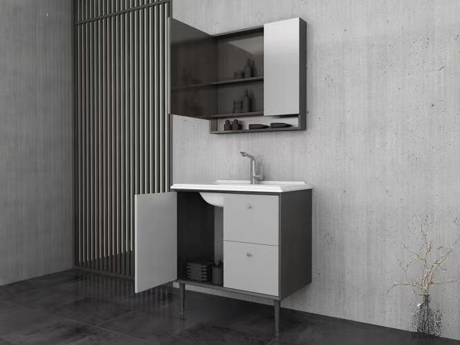 Modern Wall Hung Design Bathroom Vanity Cabinet with Acrylic Door Panel and Stone Top
