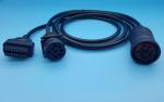 Black Deutsch 9 Pin J1939 Female to J1962 OBD-II 16 Pin Female and J1939 Male