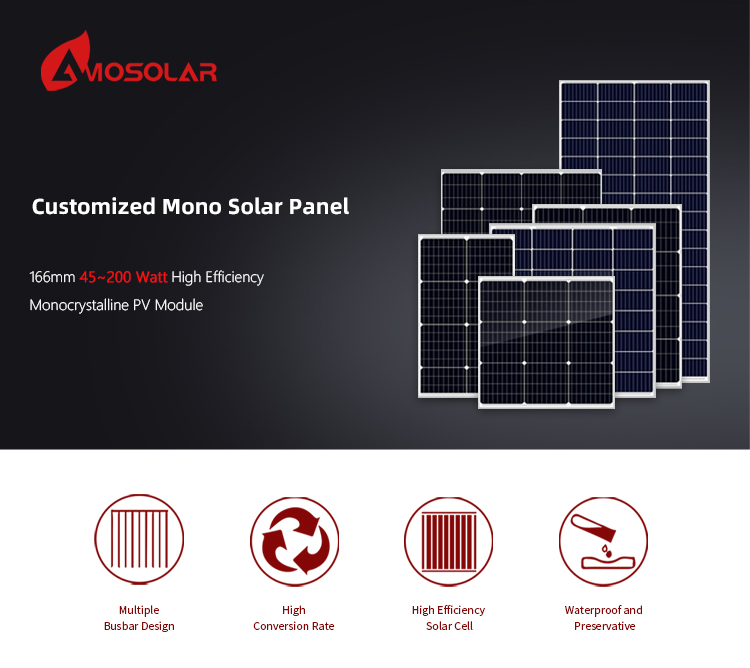 Directly Supplies Amosolar Mini Solar Panel 55w 100w 200w with PERC Technology