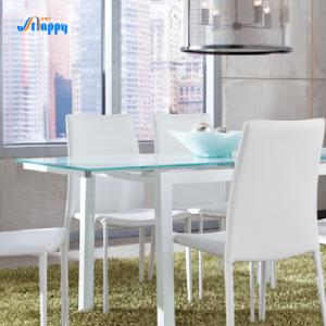 Quality Customizable 170cm Length Glass Top Dining Table Heat Resistant With Iron Legs wholesale