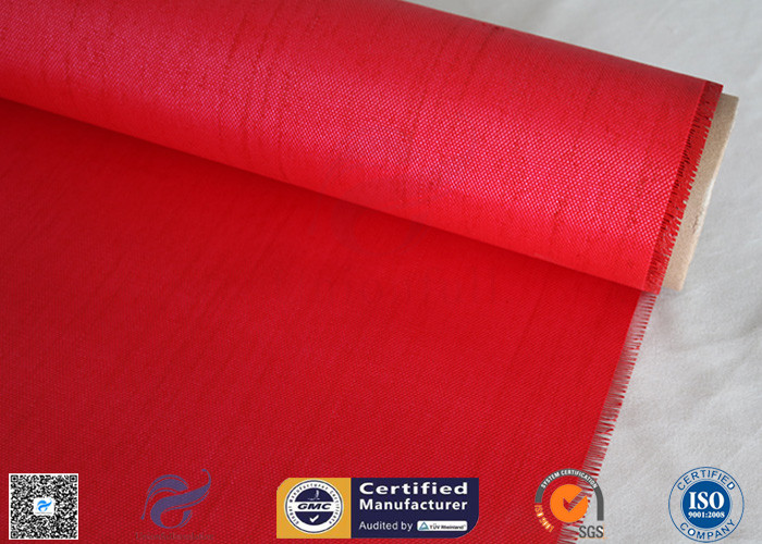 Red Color Satin Weave 1m*50m Silicone Coated Fiberglass Fabric Coated With 160g