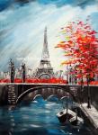 Modern Canvas Paris Oil Painting Streetscape Handmade By Palette Knife