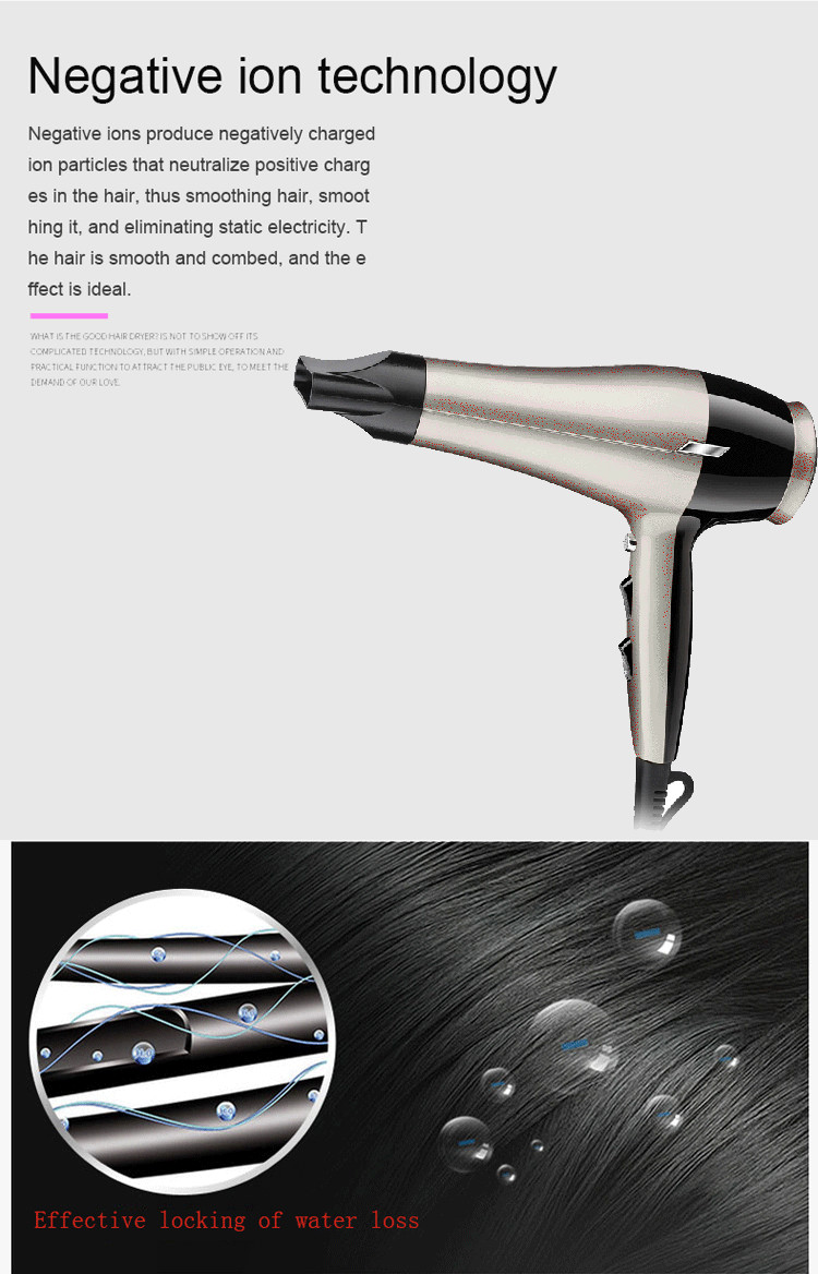 Home Use 1800W Ionic Hair Dryer With DC Motor Plastic Material