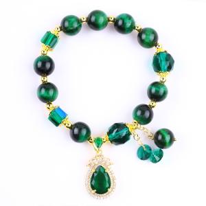 Quality Natural Green 10mm Tiger Eye Bracelet With Copper Gold Plating wholesale