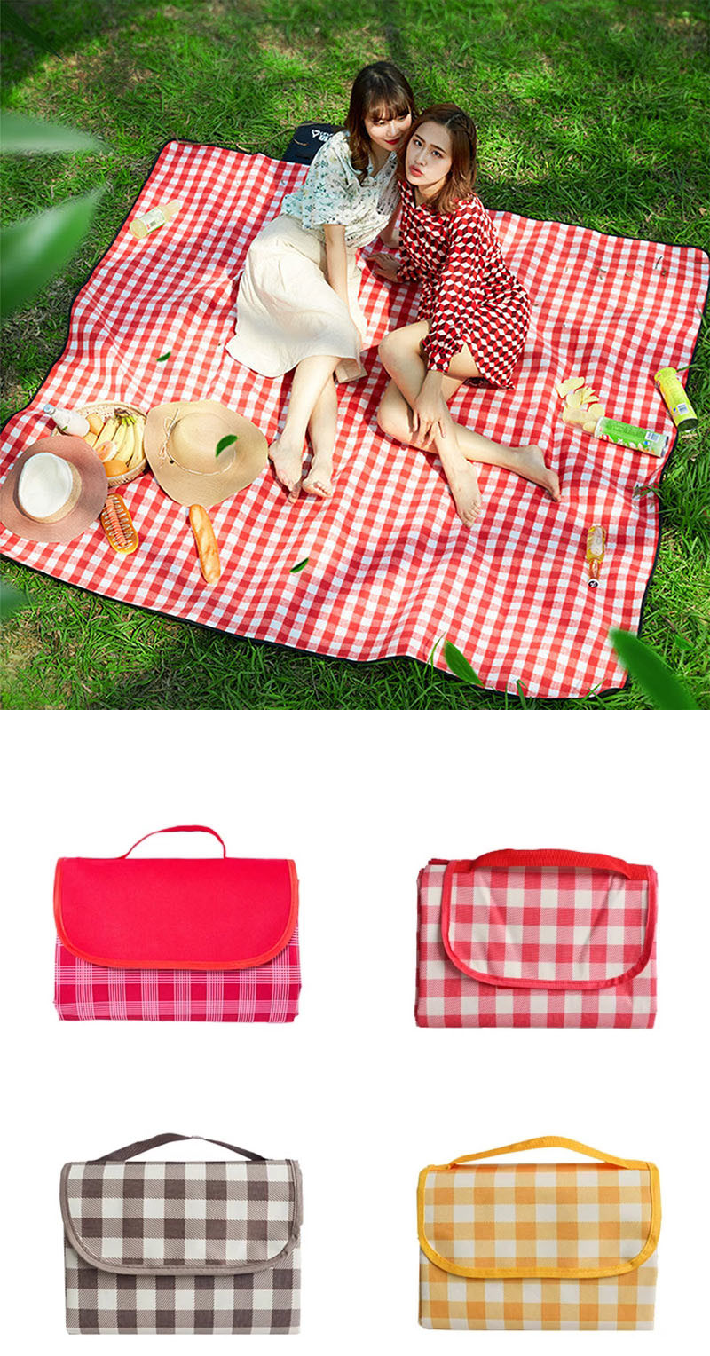 Foldable Gingham Outdoor Picnic Mat Sandproof Waterproof 2M Camping Beach Blanket