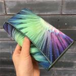 Thailand Authentic Stingray Skin Female Large Wallet Genuine Leather Lady Green