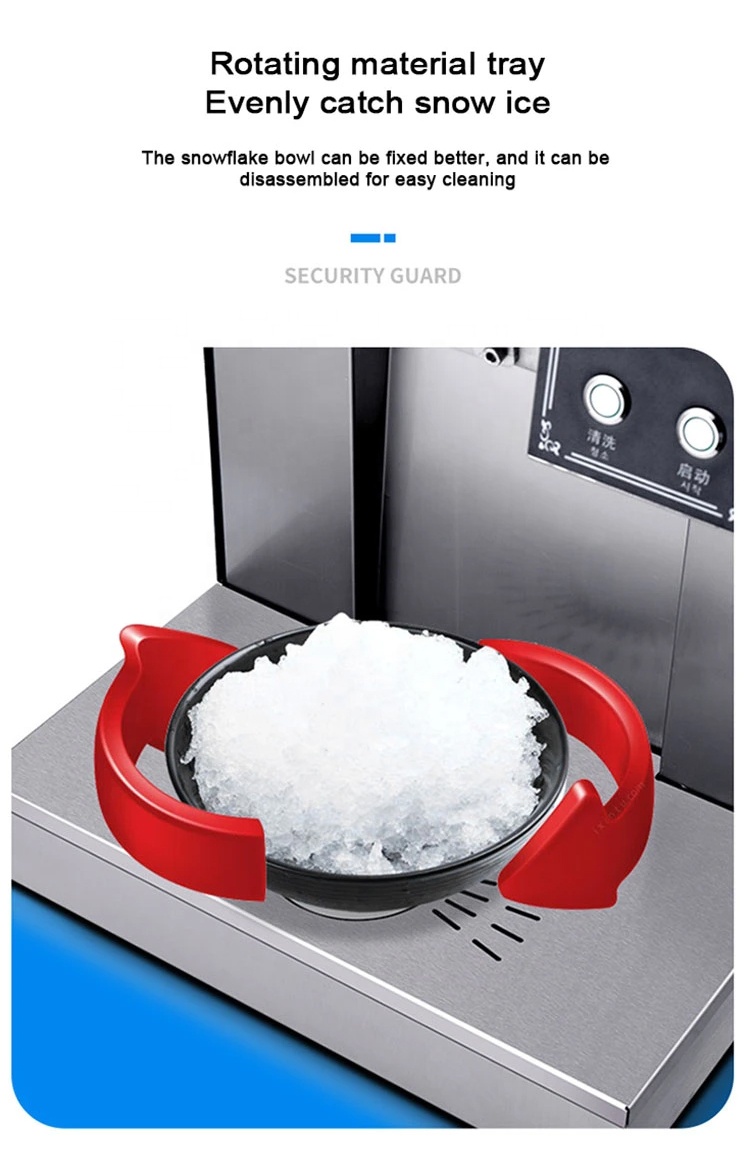 1300W Automatic Commercial Snow Flake Ice Shaver Machine with Variable Speed Function