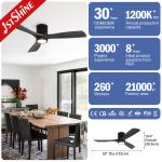 Flush Mount Ceiling Fan with Remote and TUYA App-Controlled Wooden Blades 6