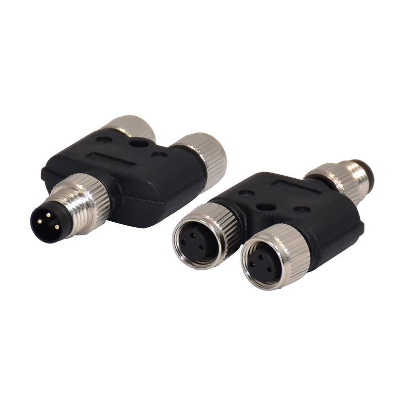 M8 Y Type 3 Pin IP68 Waterproof Connector straight Orientation
