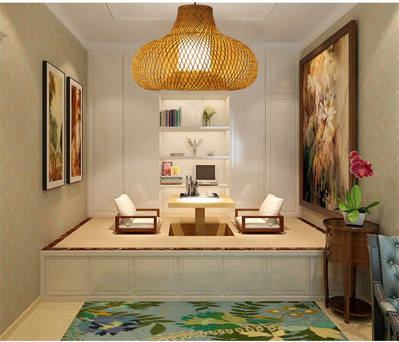 New Japanese Bamboo Ceiling Pendant Lights Handmade Retro Hanglamp Lighting(WH-WP-66)