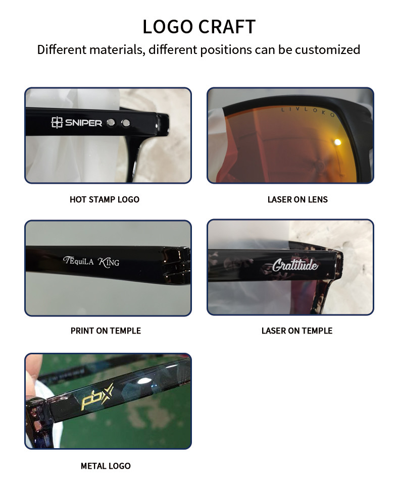 Various Shapes Custom Sunglasses Frame Fashion UV 400 Protection