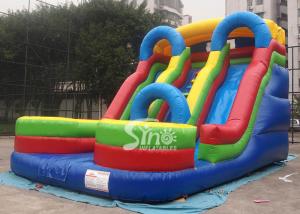 Quality 5mts high big double lane inflatable slide with arch made of 0.55mm pvc tarpaulin wholesale