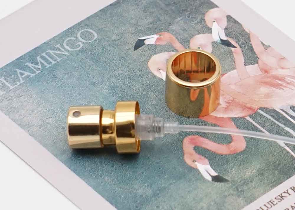 Glass Bottle Pump Sprayer 15/410 Mist Sprayer Gold Crimp Spray Pump With Collar
