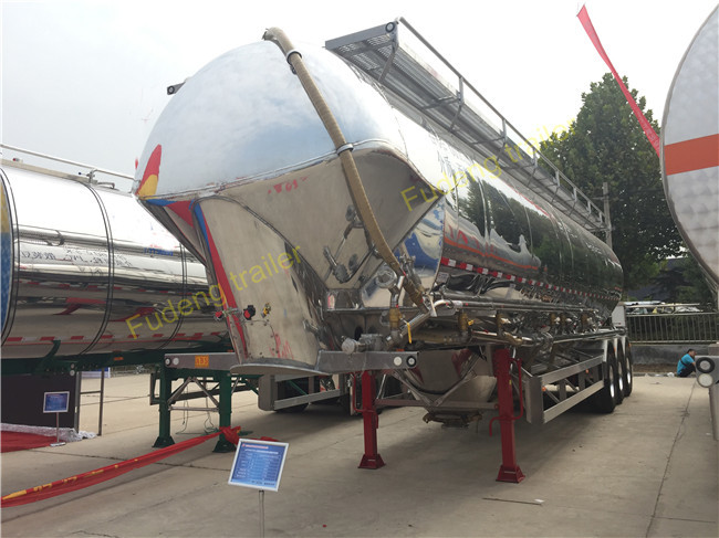 Vertical Type Three Axles Bulk Powder Semi Tanker Trailer , Dry Van Trailer With Blower
