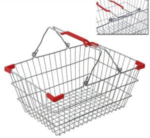 Quality Chrome Plated Metal Shopping Baskets With Handles / Wire Grocery Basket wholesale
