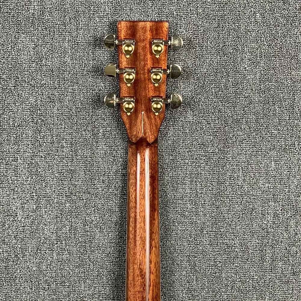 Custom Martin Style OM Style 42 Solid Spruce Cedar Top Acoustic Guitar Real Abalone Inlay with Vintage Gold Tuner