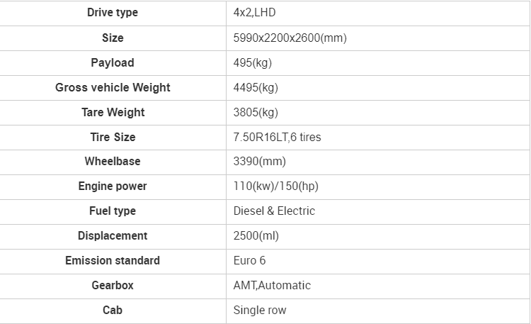3/5Ton Electric Cargo Truck Chassis Cargo Tank length ≤4.2m Driver's Seat Normal