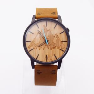 Quality Japan Quartz Movement Mens Stainless Steel Watch With Bamboo Dial wholesale