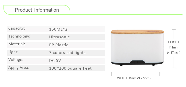 Marble Design Household 300ml Ultrasonic Essential Oil Diffuser