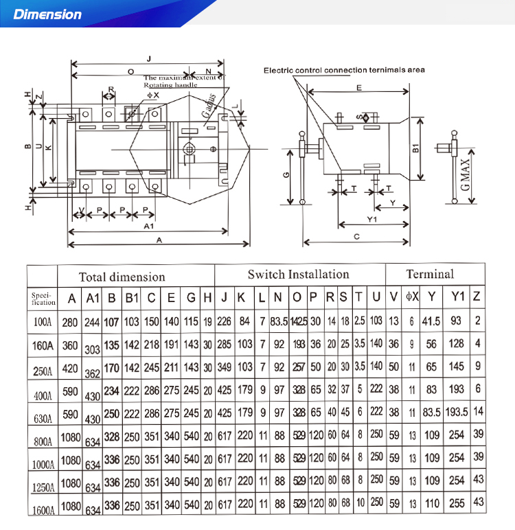Unique Design Hot Sale 63-3200a Single Phase Changeover Switch Ats Controller