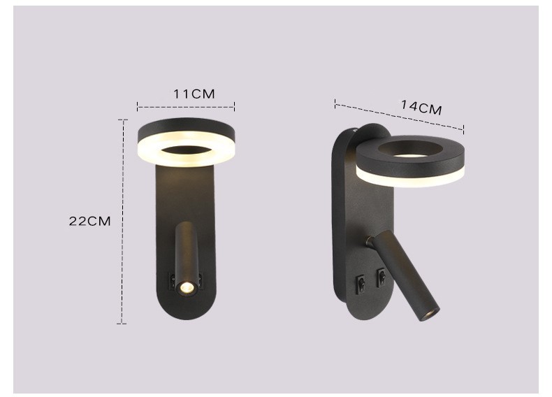Reading Wall Lamp acrylic ball Bedside Wall Sconce double switches reading lamp Hotel Villa headboard wall light
