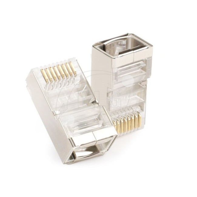 RJ Plug 8P8C Cat5e FTP Network Cable Accessories Golden Plated 3 Plong RJ45 Connector