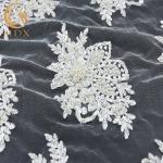 Craft White Lace Fabrics Tulle Beaded 91.44cm Length Customized Latest Lace