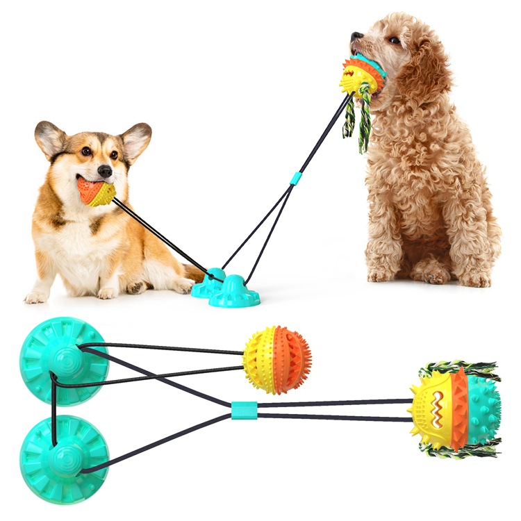 Hot Sale Molar Bite Resistant Double Suction Cup Dog Chew Rope Ball Pull Toy