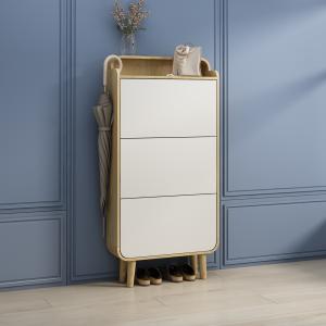 Quality Simple and fashionable line design, large capacity wooden color matching shoe cabinet wholesale