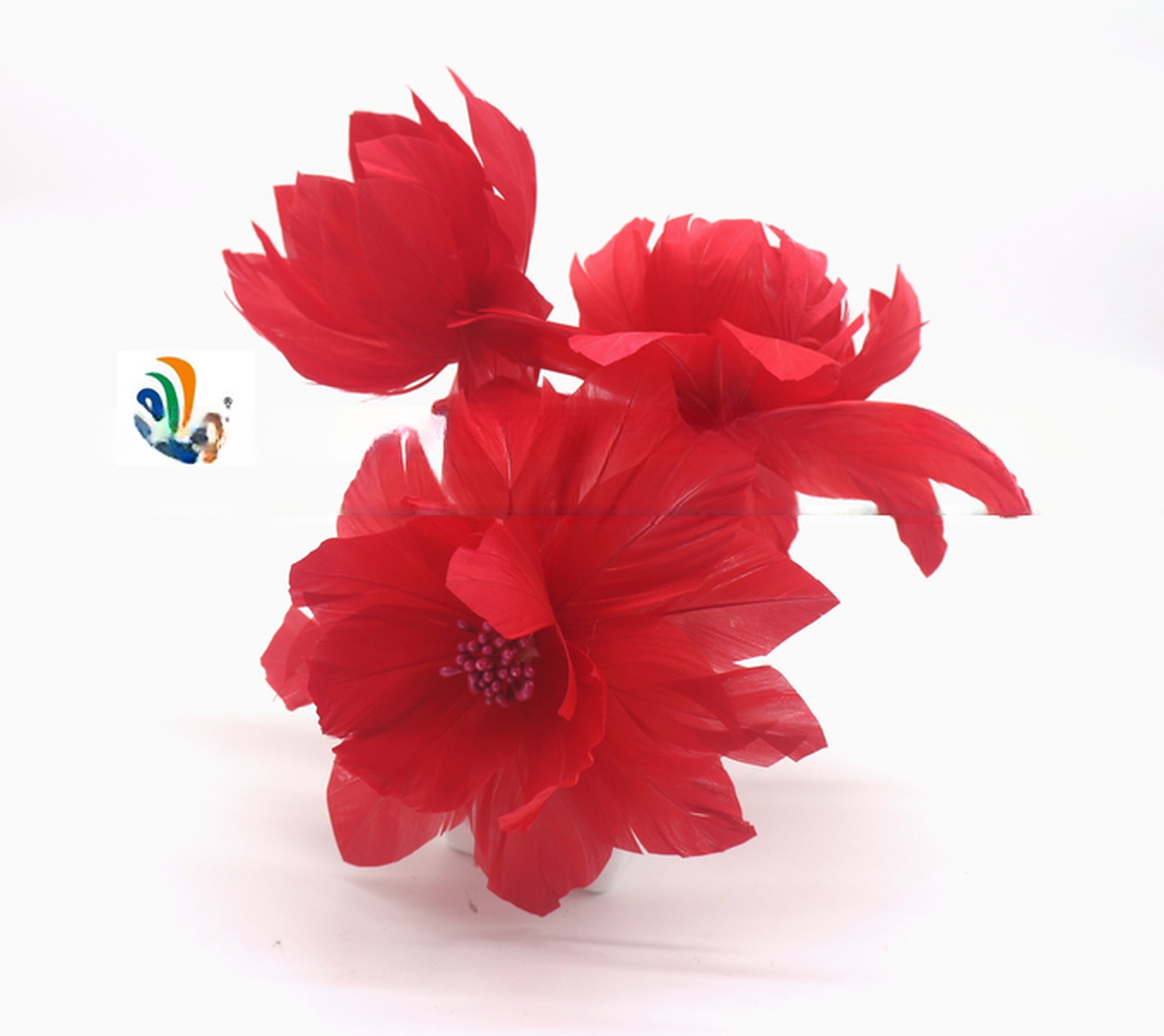 Christmas Decoration Supplies Dyed Party Goose Feather Flower Mount with Wire Accessory
