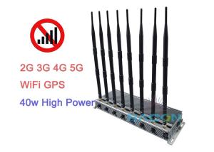 Quality High Power 5G Signal Jammer Blocker 40w 2G 3G 4G 8 Antennas 80 Meters Range wholesale
