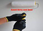 Black PU Coated Gloves , Lightweight Leather Working Gloves Knit Wrist