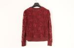 Red Elegant Womens Lace Long Sleeve Top 65% Cotton 35% Nylon