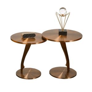 Quality Class Brushed Brass Stainless Steel Side Table Small Round Table Coffee Table wholesale