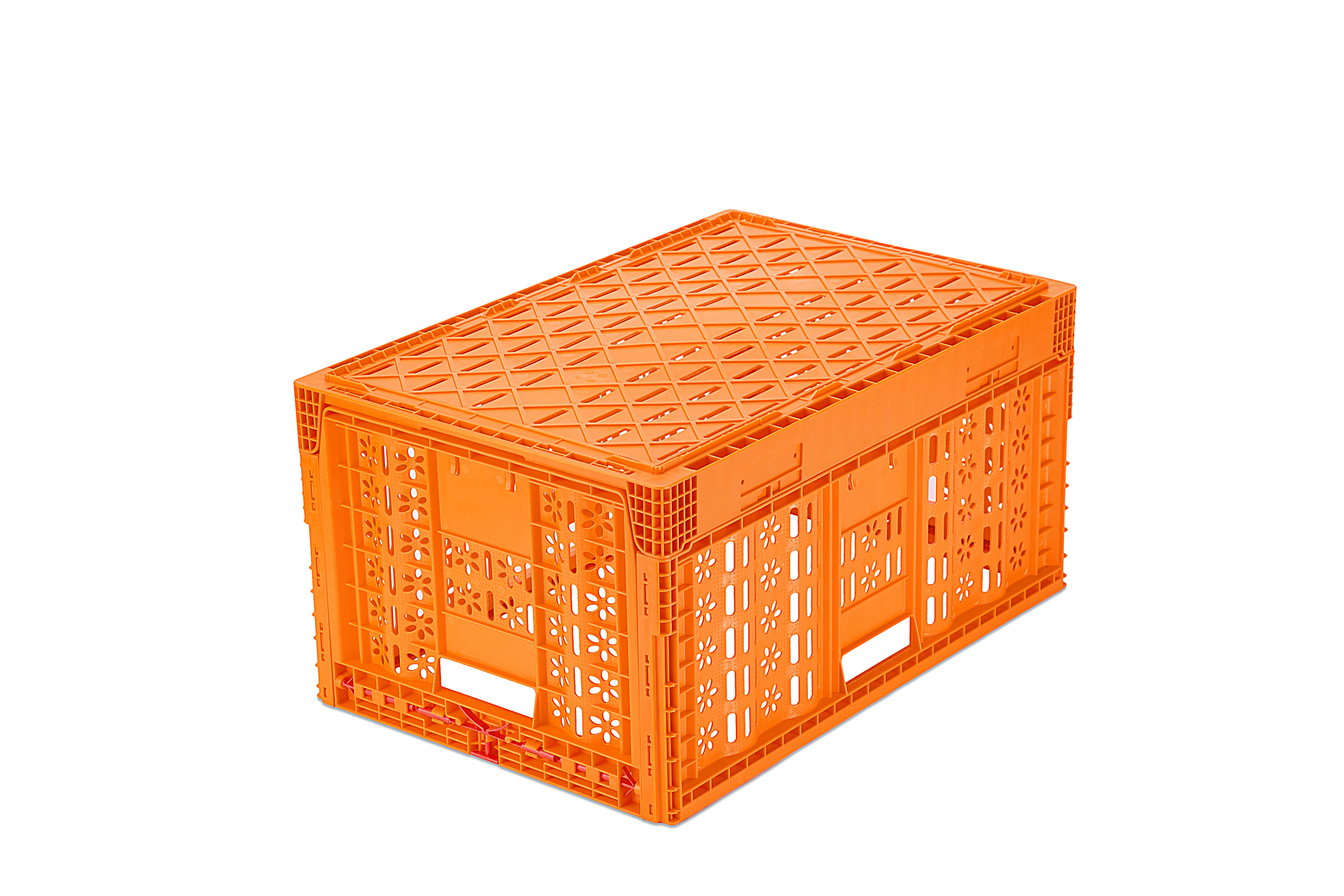 600x400x300mm Customized Color Plastic Folding Mesh Crate for Vegetable and Fruit Storage