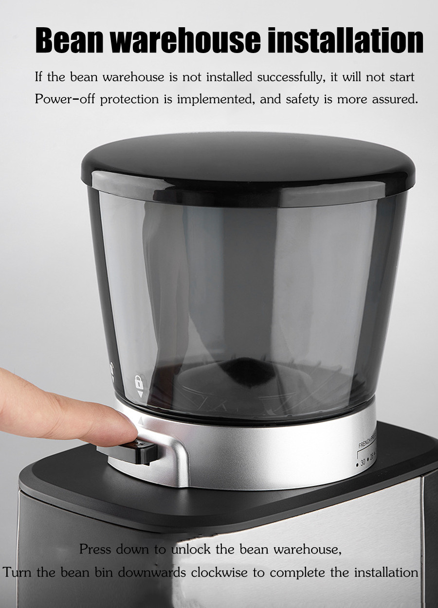 Electric Coffee Bean Grinder with 350-400rpm Grinding Speed and Conical Burr Grinders