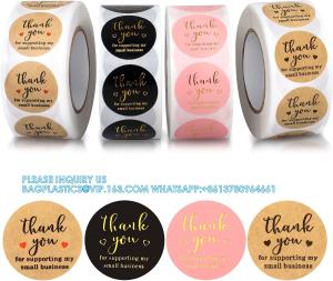 Quality Thank You Round Stickers For Supporting My Small Business Adhesive Labels, 3-Color, 1inch 2000Pcs, 4 Rolls, Each Roll wholesale