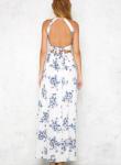 Bohemian Halter Backless Sleeveless Floral Printed Slit Maxi Long Dress for