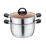 Factory Price Silver Two Layers Stainless Steel Saucepot Food Steamer Pots Soup