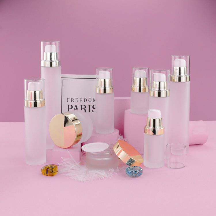 Empty Glass 20ml-120ml Cosmetic Packaging Set Pump Sprayer Sealing Type