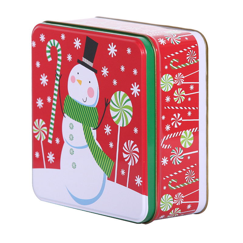 Custom Square Cookie Tins Holiday Metal Tin Container with PVC Clear Window Vintage Tin Boxes with Lids