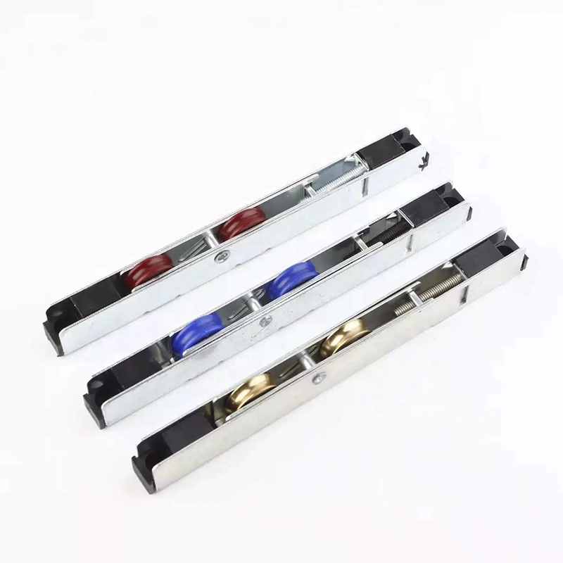 Iron Frame Copper Plating Aluminum Profile Double Door Rollers with U Groove and POM