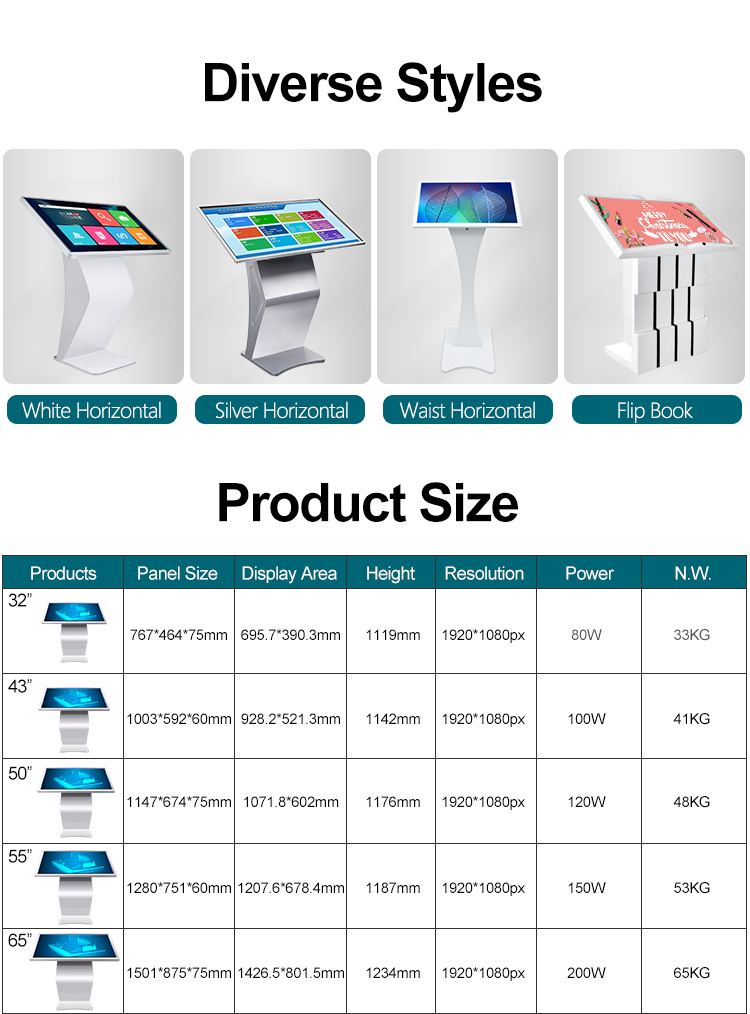 Self Service Interactive Public Information Kiosks LCD Touch Screen 55 Inch