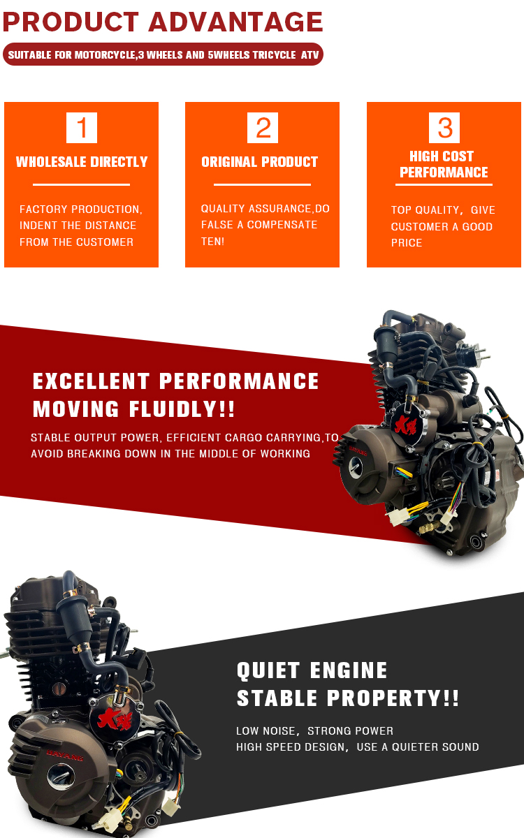 200cc Water-Cooled Petrol 3 Wheels Motorcycle Engine Assembly 1 Cylinder 4 Stroke 31 CDI