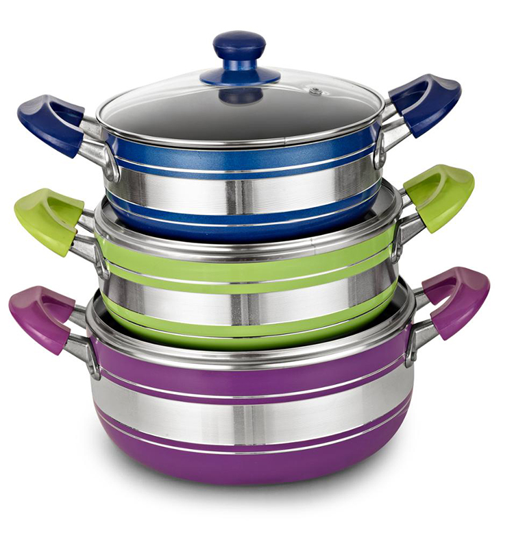 Bakelite Handle Aluminium Stock Pot With Clear Lid 2.0mm Thickness